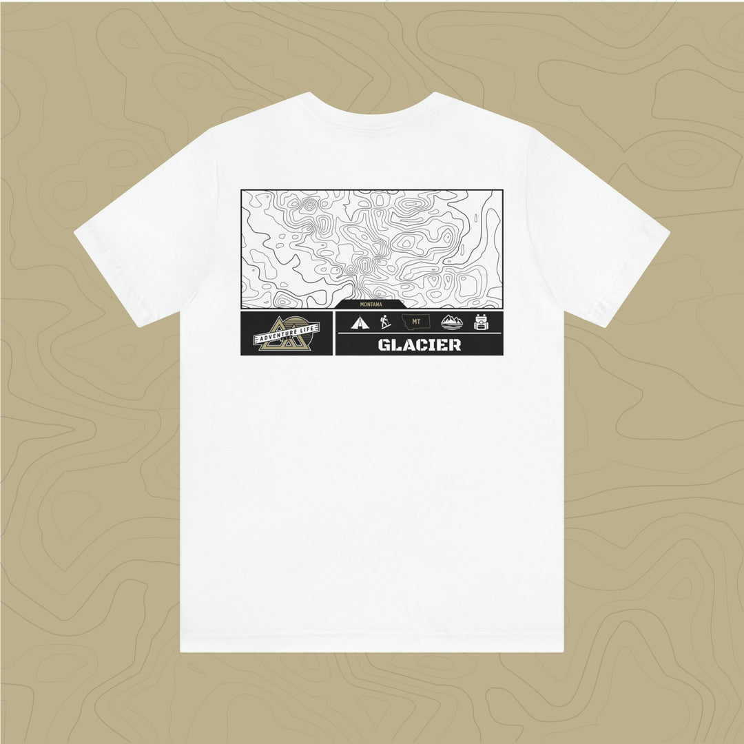 Glacier National Park - Adventure Life Trail Topographic Garment Dyed Tee