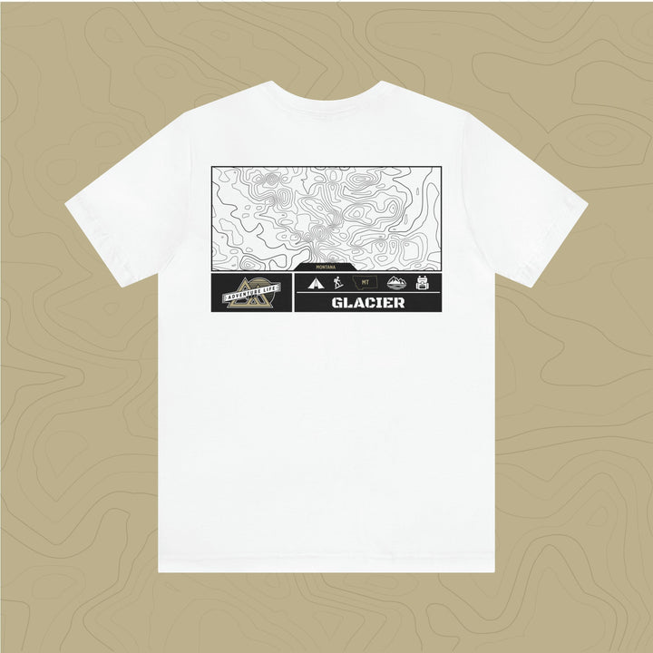 Glacier National Park - Adventure Life Trail Topographic Garment Dyed Tee