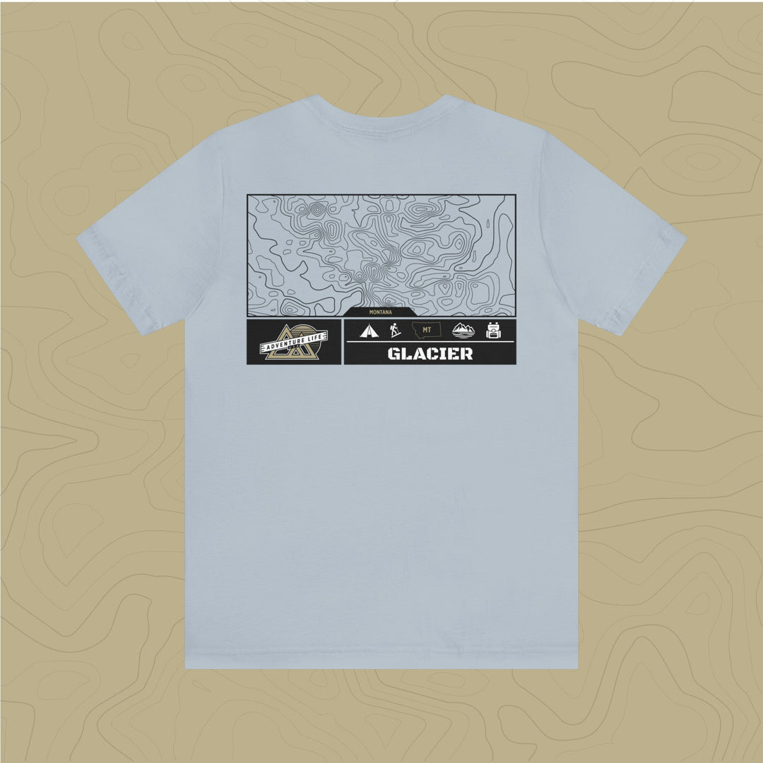 Glacier National Park - Adventure Life Trail Topographic Garment Dyed Tee