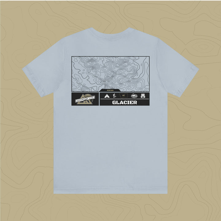 Glacier National Park - Adventure Life Trail Topographic Garment Dyed Tee
