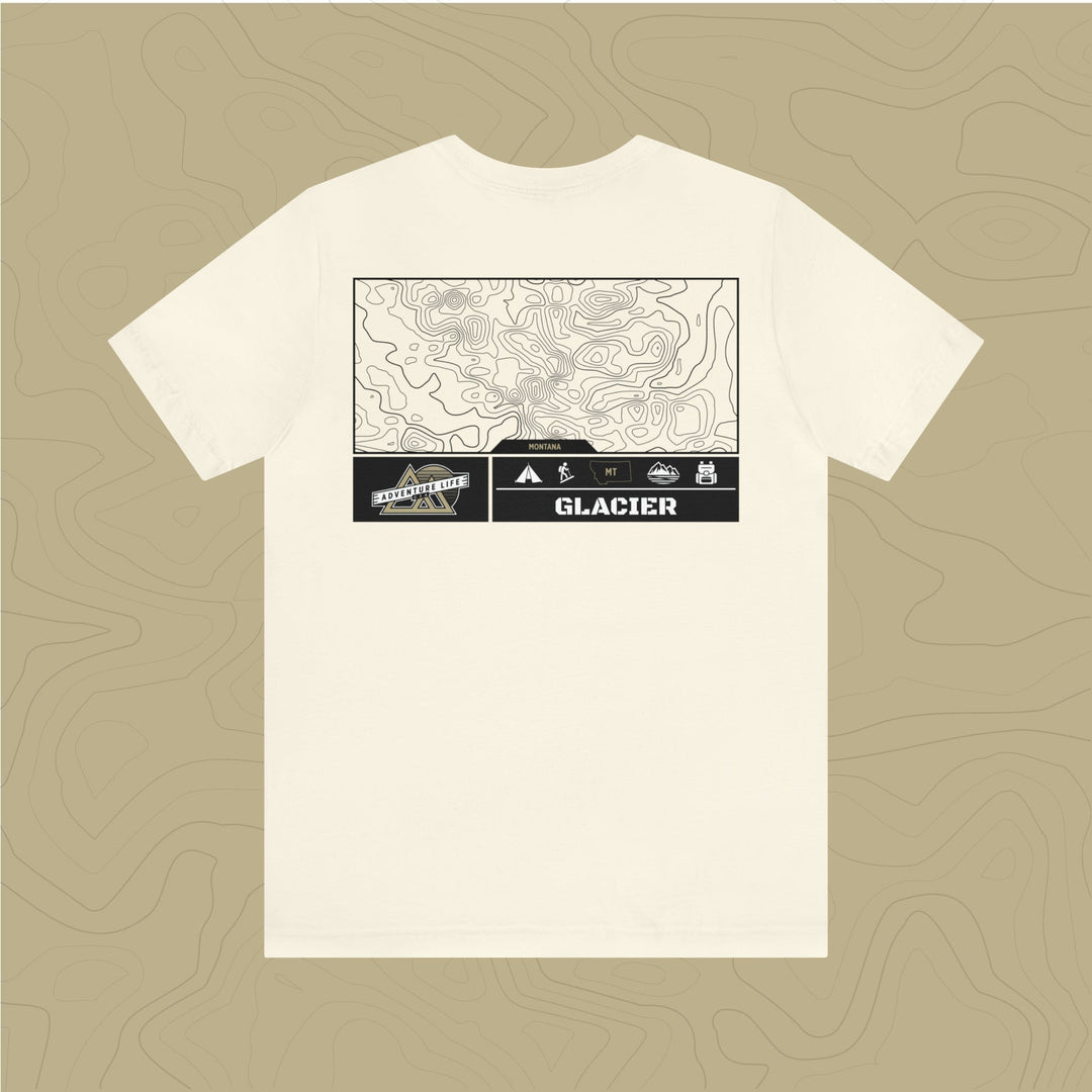 Glacier National Park - Adventure Life Trail Topographic Garment Dyed Tee