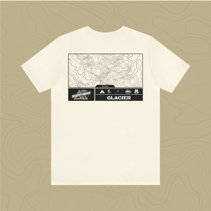 Glacier National Park - Adventure Life Trail Topographic Garment Dyed Tee