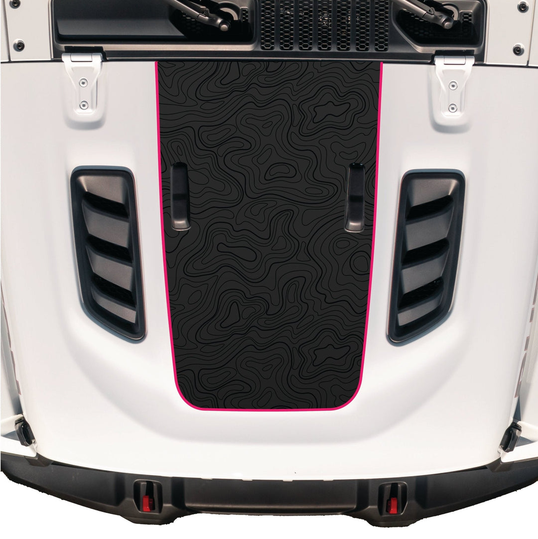 Hood Graphic for RUBICON | Black Topo - fits Wrangler JL &amp; Gladiator JT