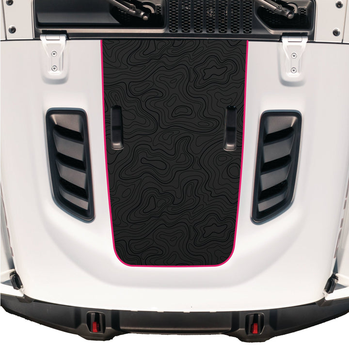 Hood Graphic for RUBICON | Black Topo - fits Wrangler JL &amp; Gladiator JT