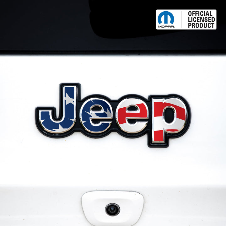 JEEP Emblem Overlay Decals – American Flag Print | Fits Grand Cherokee, Cherokee, Compass, Renegade, Liberty &amp; Patriot