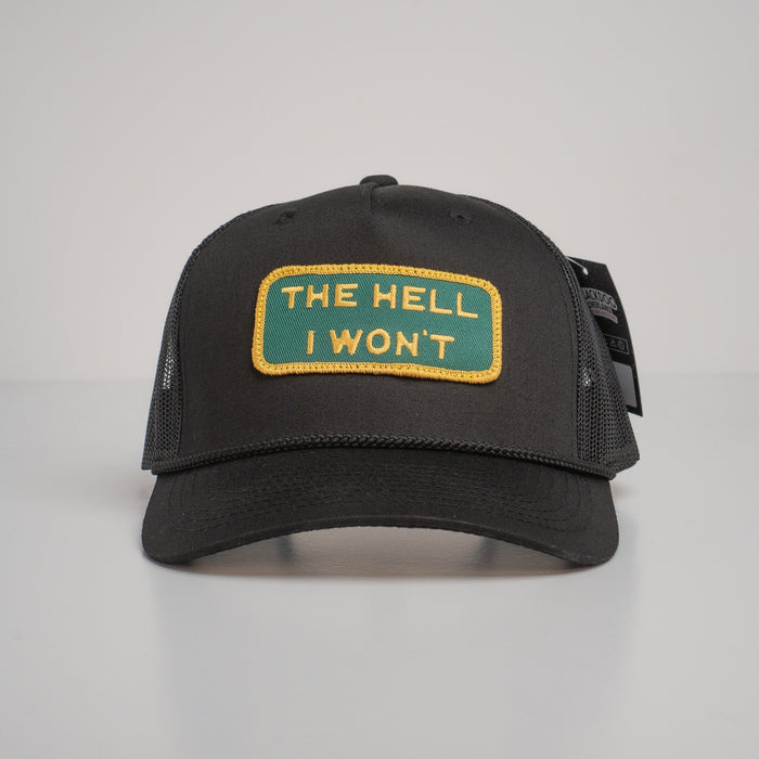 EXCLUSIVE - "THE HELL I WON'T" Black Trucker (BLACK ROPE) (BOGO 50% OFF)
