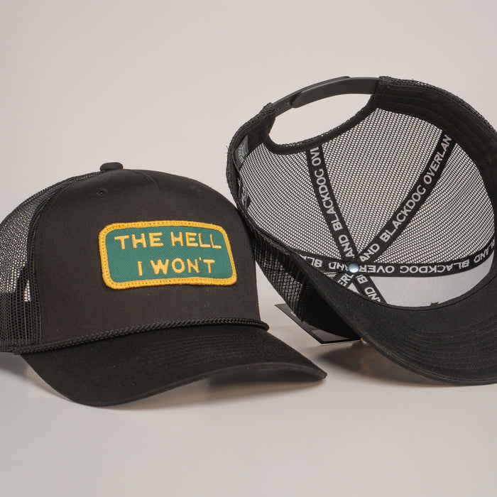 EXCLUSIVE - "THE HELL I WON'T" Black Trucker (BLACK ROPE) (BOGO 50% OFF)