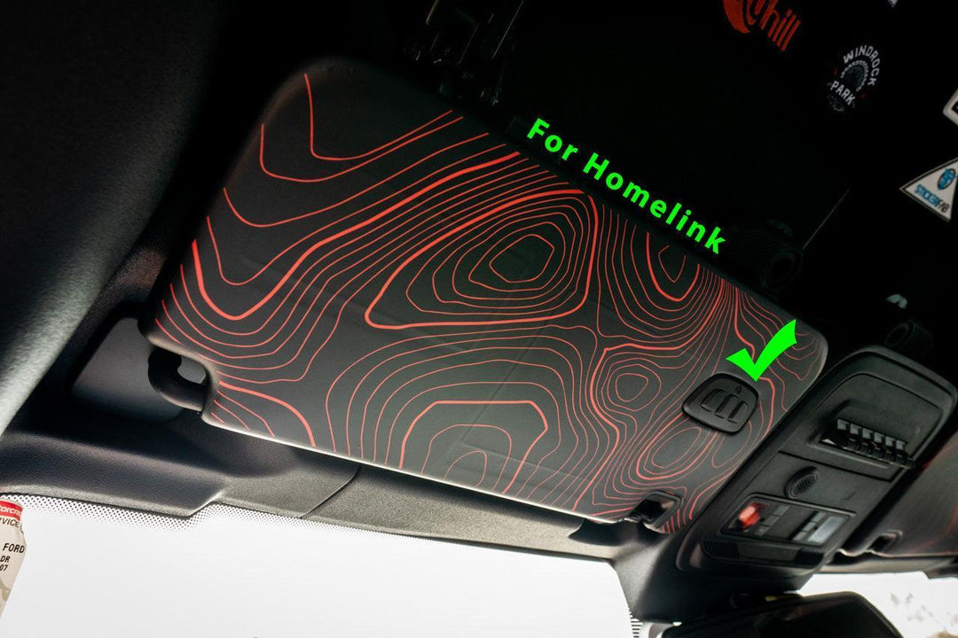 Topographic Interior Sun Visor Overlays - 2024+ Ranger Raptor (with Homelink)