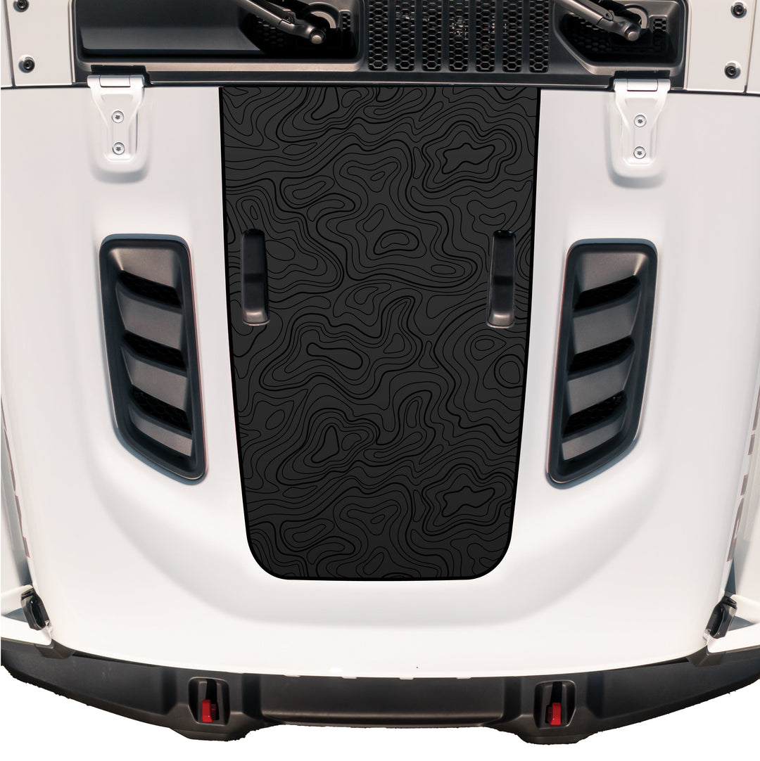Hood Graphic for RUBICON | Black Topo - fits Wrangler JL &amp; Gladiator JT