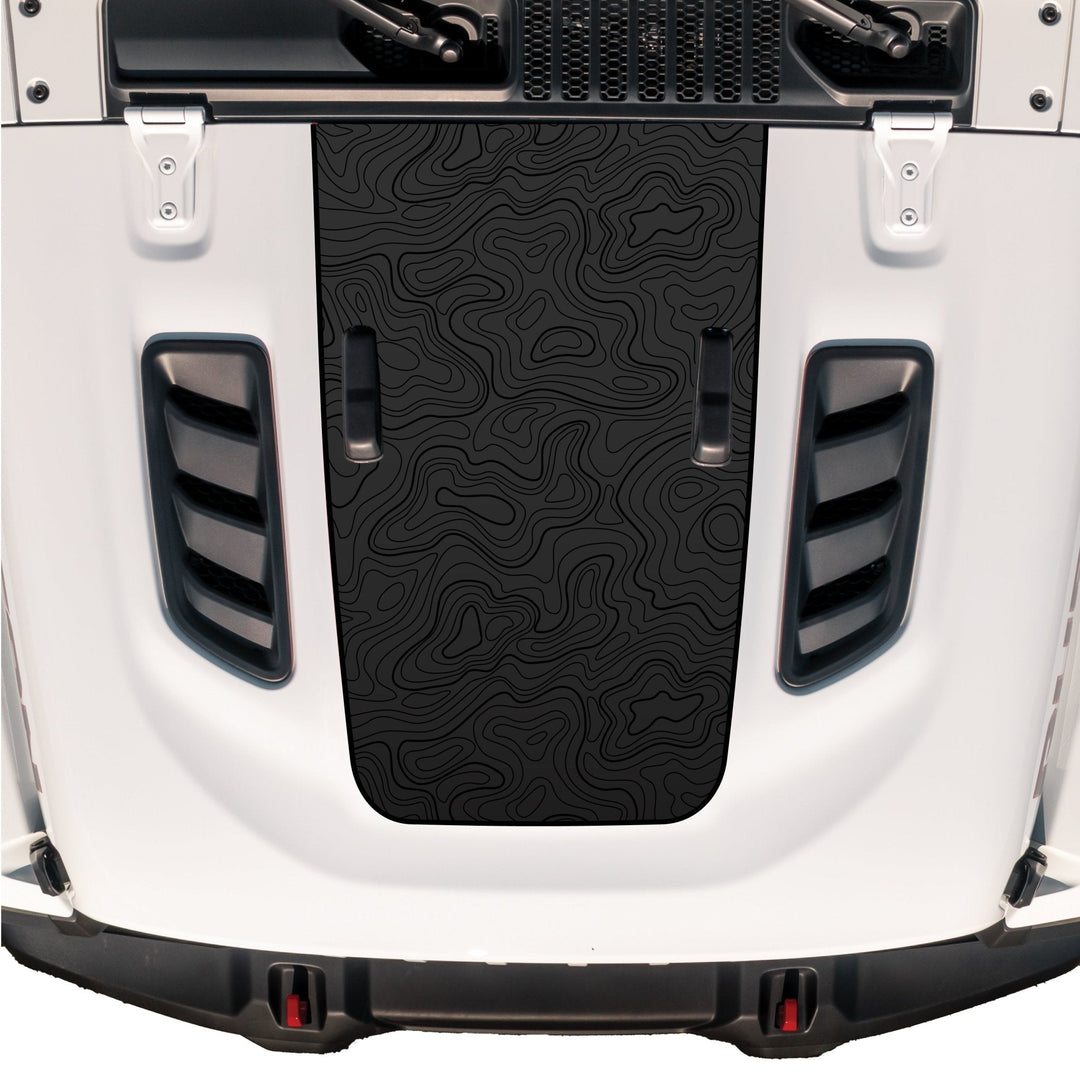 Hood Graphic for RUBICON | Black Topo - fits Wrangler JL &amp; Gladiator JT