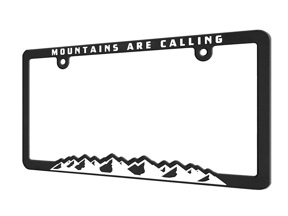 "Mountains Are Calling" v2 - Raised License Plate Frame