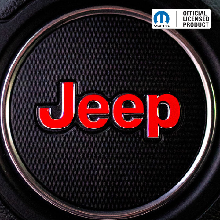 JEEP Steering Wheel Emblem Overlay Decal — 30+ Colors &amp; Designs (Flag, Topo, Animal, Solid)