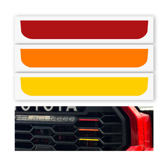Rave Heritage Accent Vinyl Decals for 2022+ Tundra Grille (Red/Orange/Yellow)