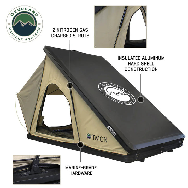 Overland Vehicle Systems LD TMON Clamshell Aluminum Hard Shell Roof Top Tent