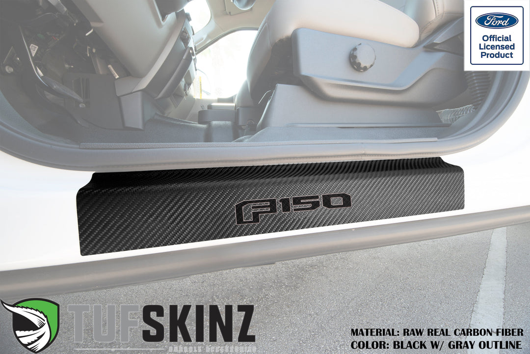 Door Sill Protection Overlays (Real Carbon Fiber) Fits 2015-2020 Ford F-150