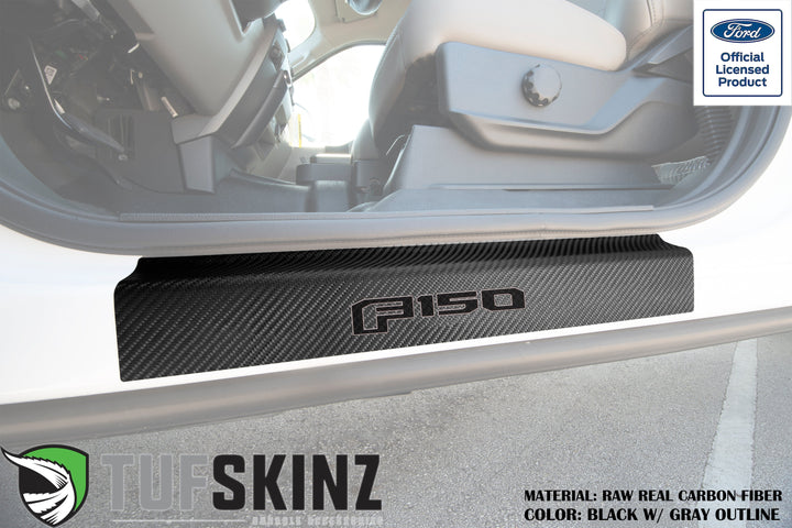Door Sill Protection Overlays (Real Carbon Fiber) Fits 2015-2020 Ford F-150