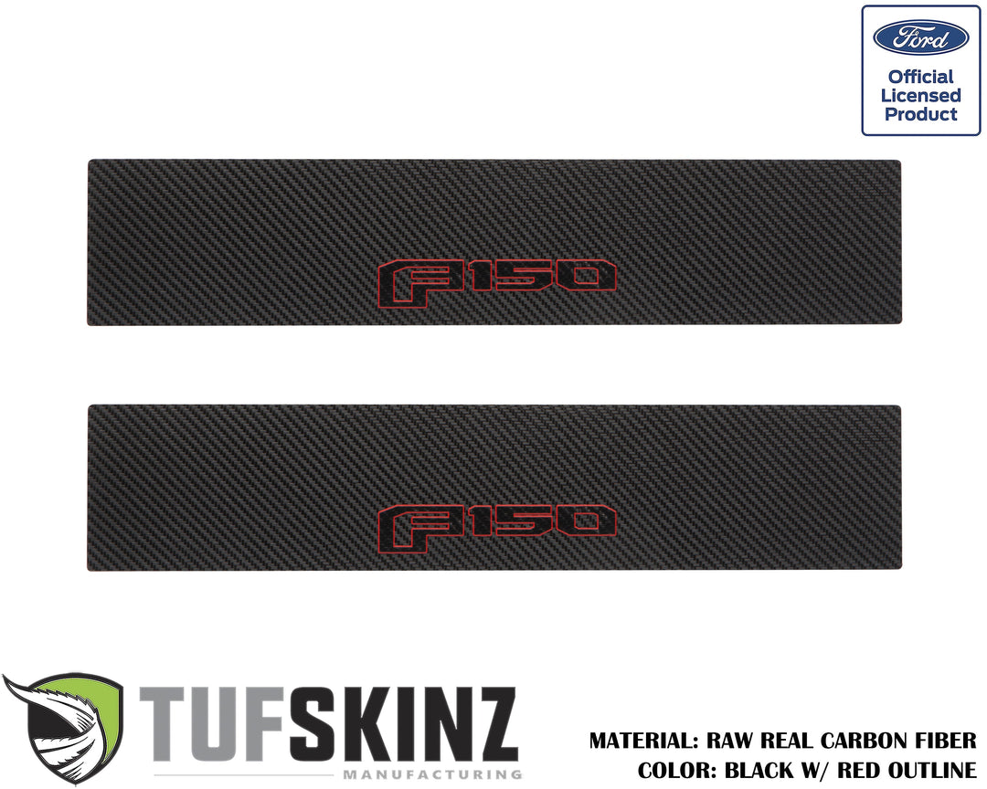 Door Sill Protection Overlays (Real Carbon Fiber) Fits 2015-2020 Ford F-150