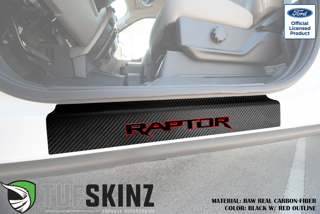 Door Sill Protection Overlays (Real Carbon Fiber) Fits 2015-2020 Ford F-150
