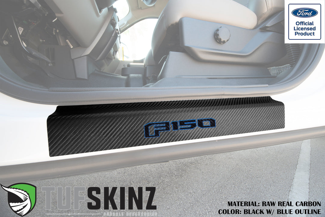 Door Sill Protection Overlays (Real Carbon Fiber) Fits 2015-2020 Ford F-150