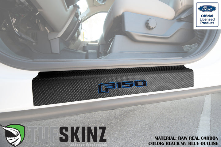 Door Sill Protection Overlays (Real Carbon Fiber) Fits 2015-2020 Ford F-150