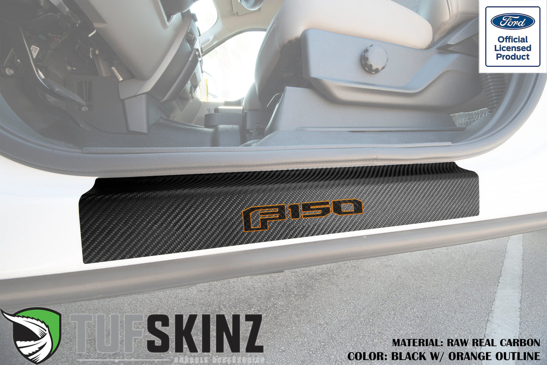 Door Sill Protection Overlays (Real Carbon Fiber) Fits 2015-2020 Ford F-150