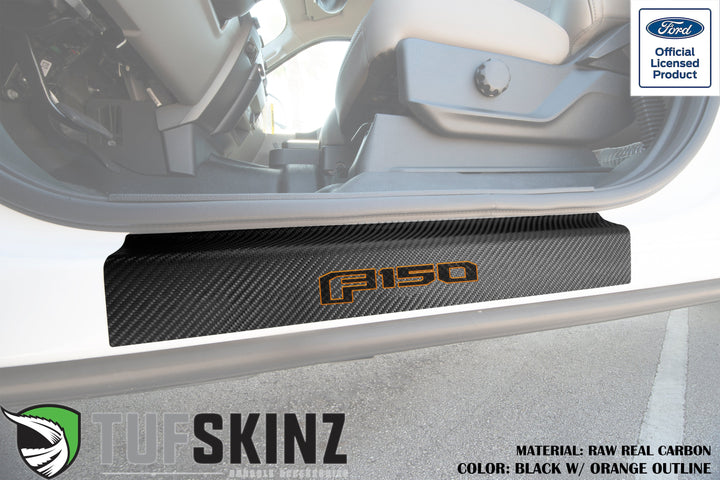 Door Sill Protection Overlays (Real Carbon Fiber) Fits 2015-2020 Ford F-150
