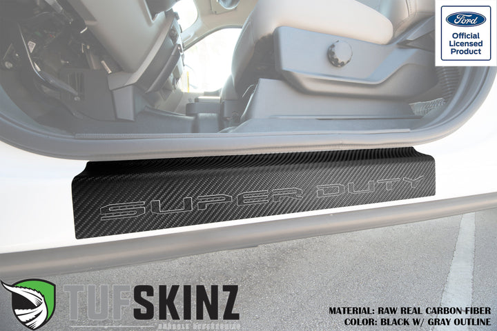 Door Sill Protection Overlays (Real Carbon Fiber) Fits 2017-2020 Ford Super Duty