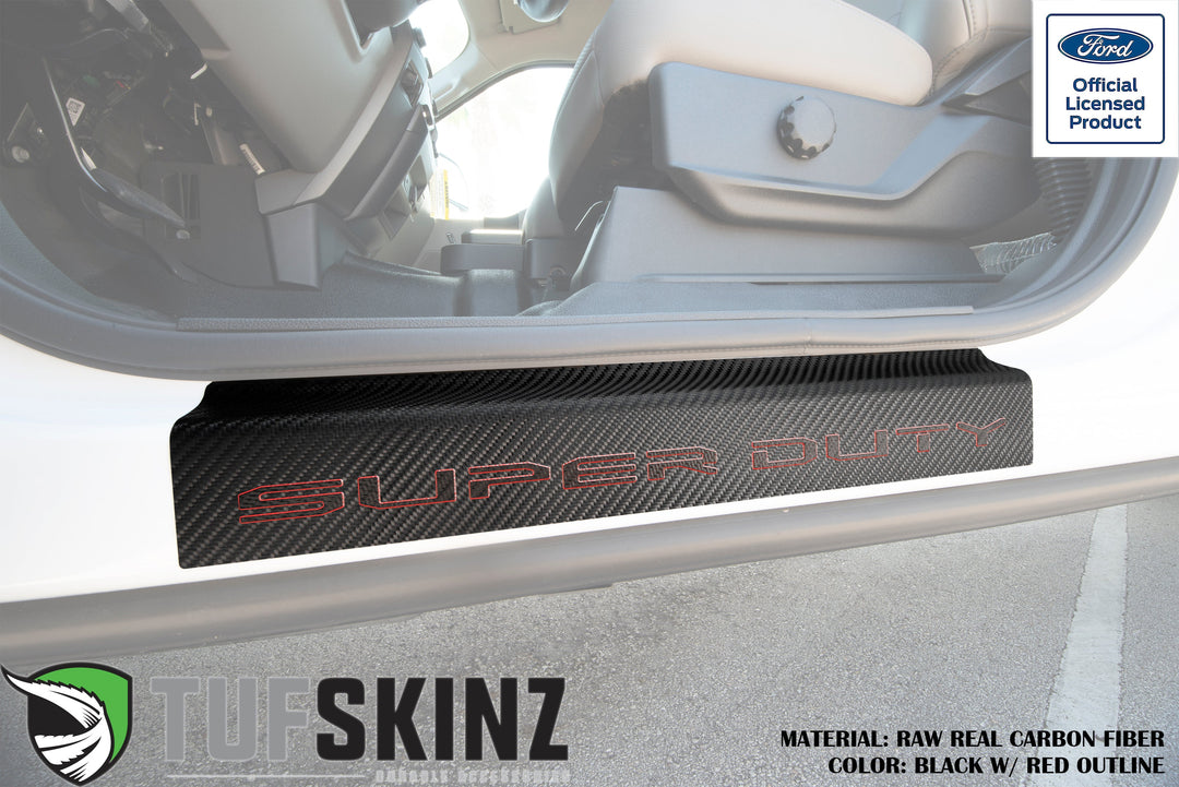Door Sill Protection Overlays (Real Carbon Fiber) Fits 2017-2020 Ford Super Duty