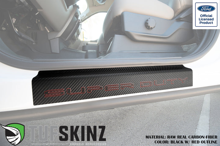 Door Sill Protection Overlays (Real Carbon Fiber) Fits 2017-2020 Ford Super Duty