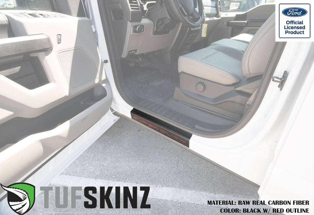 Door Sill Protection Overlays (Real Carbon Fiber) Fits 2017-2020 Ford Super Duty