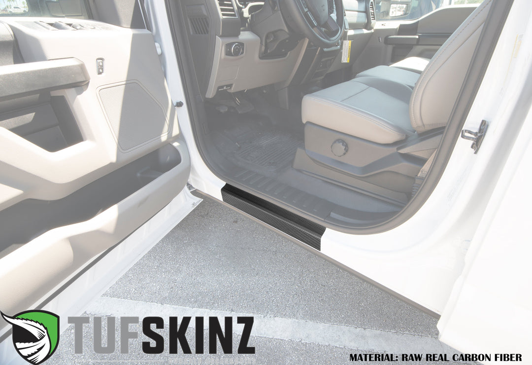 Door Sill Protection Overlays (Real Carbon Fiber) Fits 2017-2020 Ford Super Duty