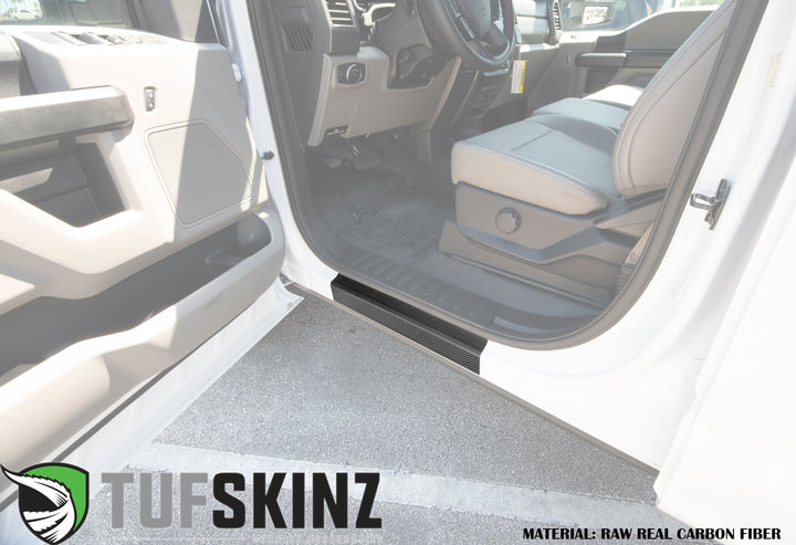 Door Sill Protection Overlays (Real Carbon Fiber) Fits 2017-2020 Ford Super Duty