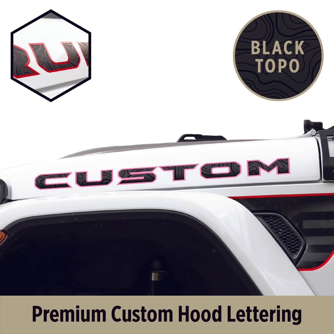 Premium Black Topo Hood Lettering | Set of 2