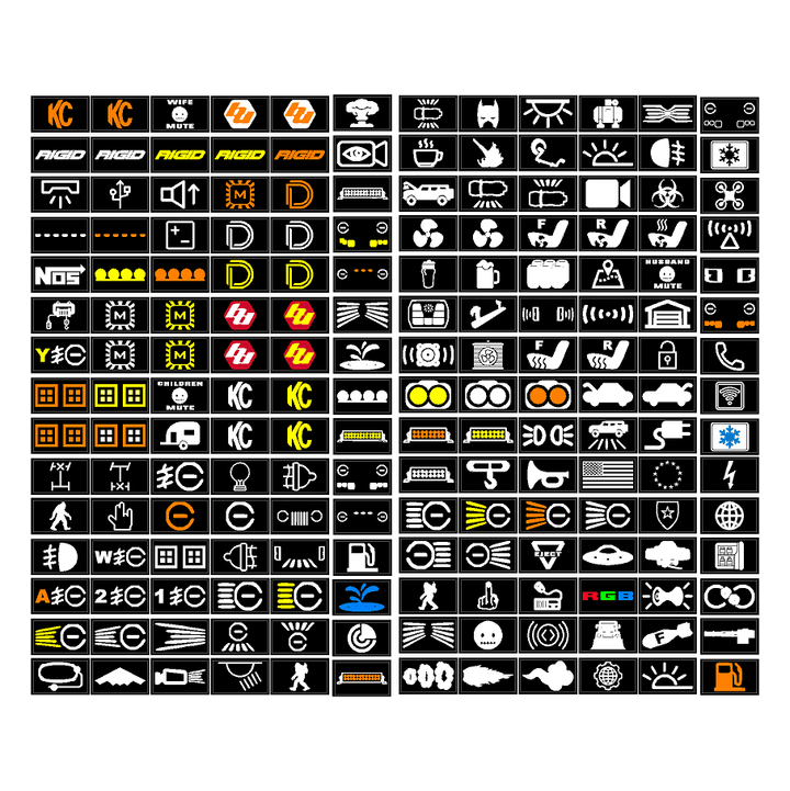 Printed Series Auxiliary Switch Labels (Upfitter) - 2018+ Jeep Wrangler / Gladiator JL / JT
