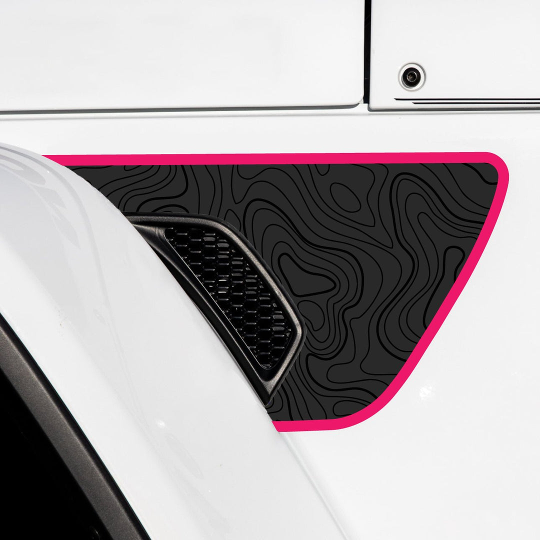 Premium Fender Vent Decal Set | Black Topo - fits Wrangler JL &amp; Gladiator JT