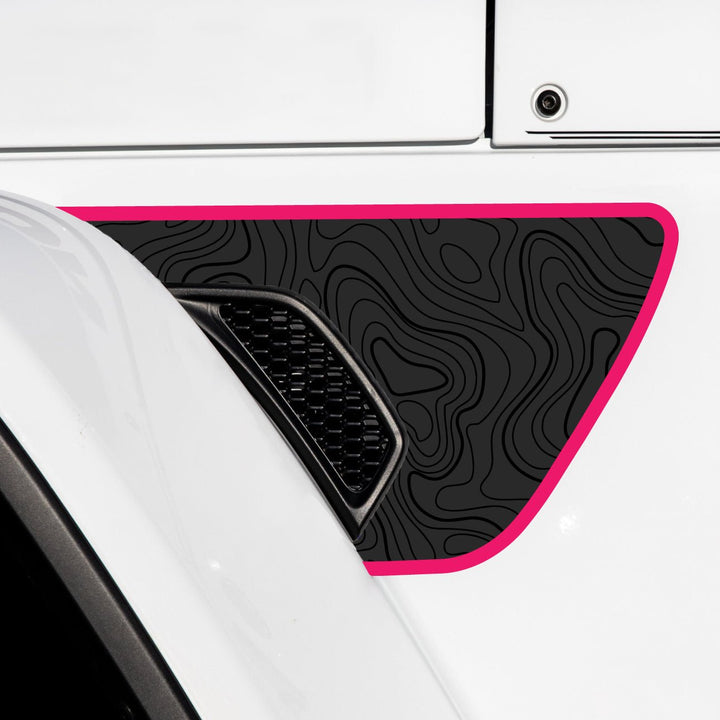 Premium Fender Vent Decal Set | Black Topo - fits Wrangler JL &amp; Gladiator JT