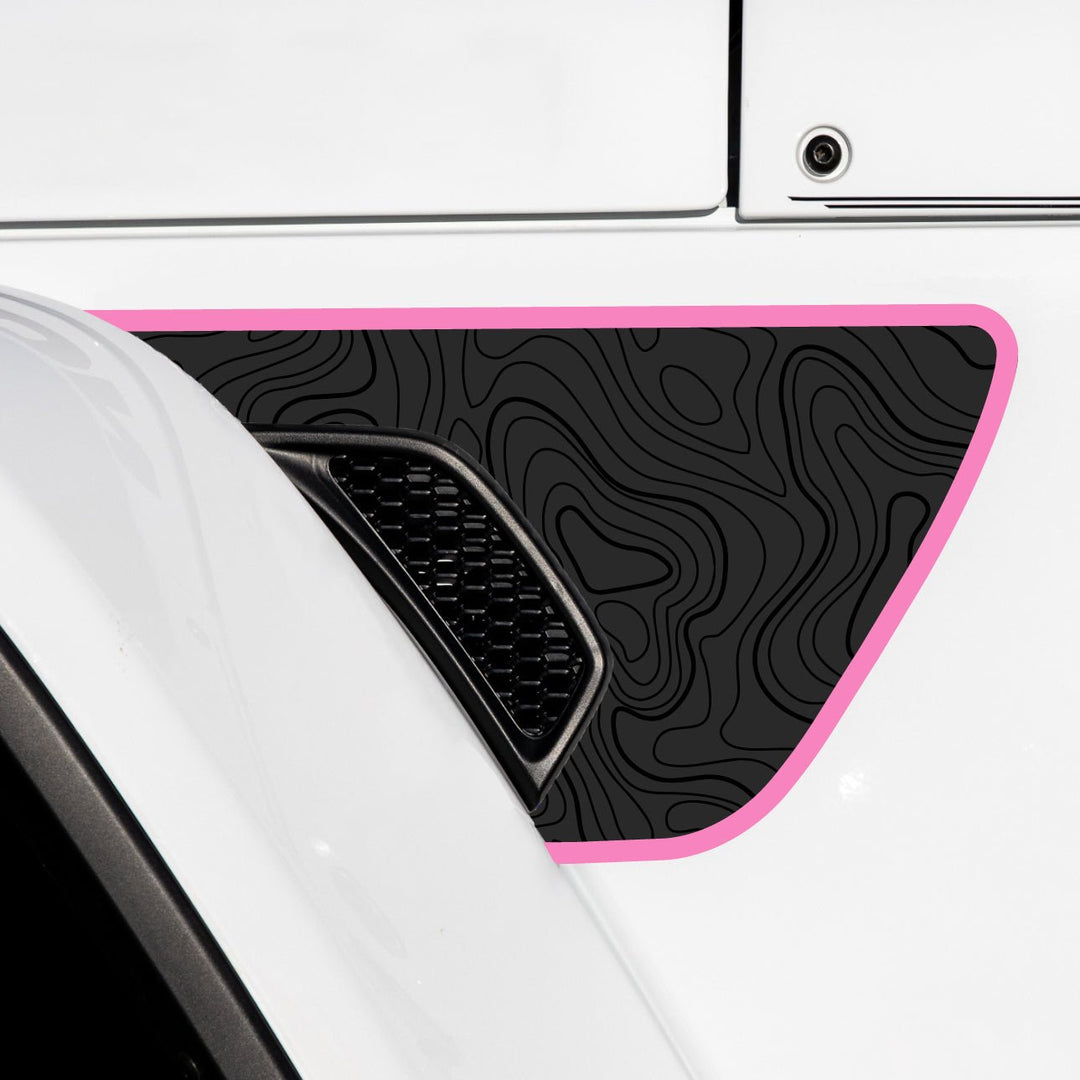 Premium Fender Vent Decal Set | Black Topo - fits Wrangler JL &amp; Gladiator JT