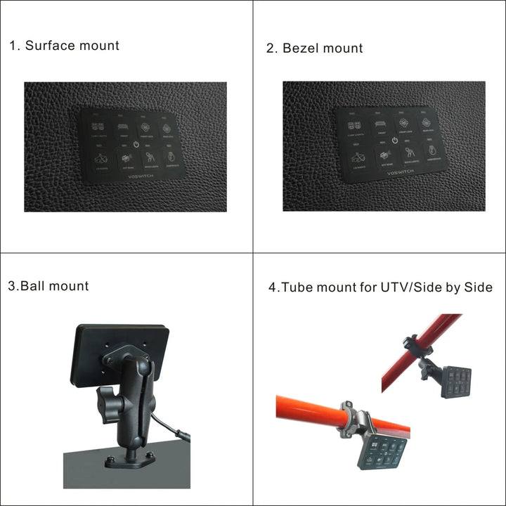 Voswitch UV100 Universal 8 Gang Programmable Switch Panel for Truck / UTV / Side by Side / Boat
