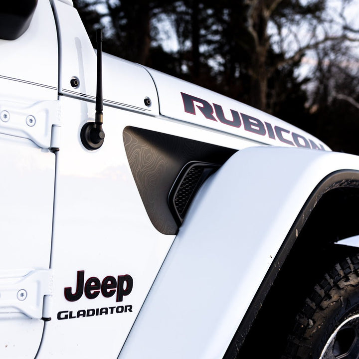 Premium Fender Vent Decal Set | Black Topo - fits Wrangler JL &amp; Gladiator JT