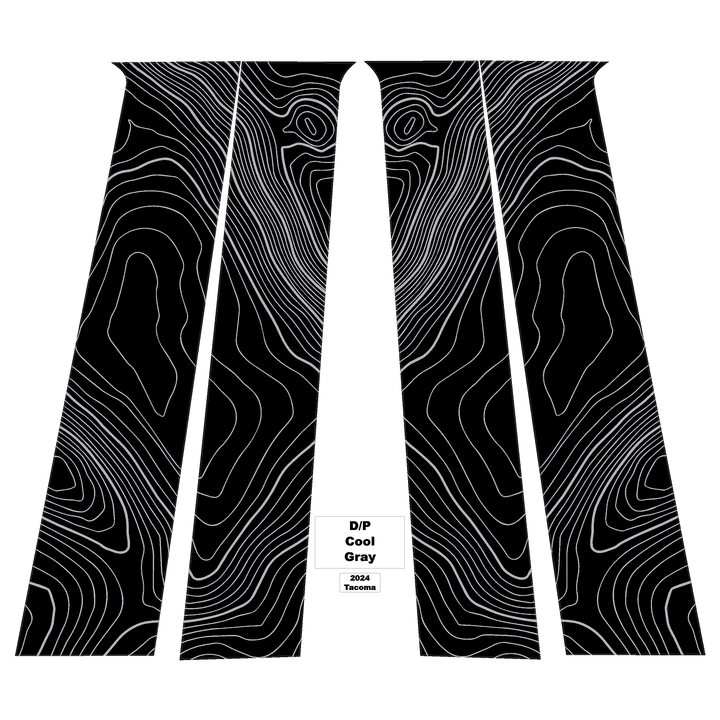 Topographic B Pillar Overlays - 2024+ Tacoma Double Cab / 2025+ 4Runner
