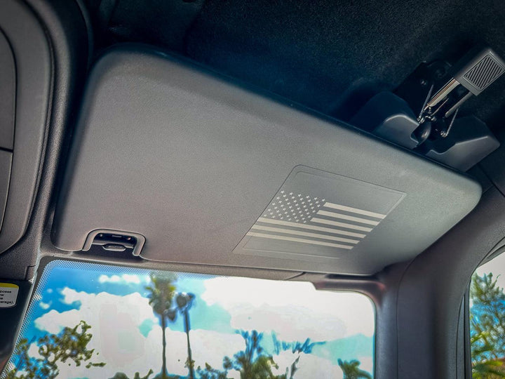 American Flag Sun Visor Warning Overlays - 2024+ Land Cruiser
