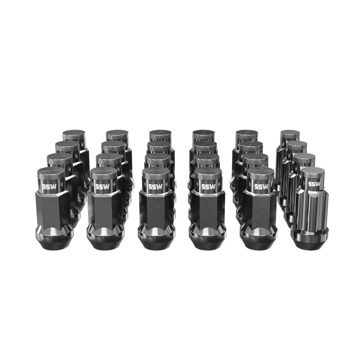 Steel Lug Nuts / Tungsten Silver / + 4 Locking Lug Nuts