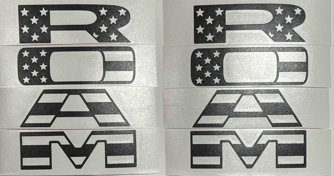 Premium Cast Matte Black Die-Cut Vinyl Flag Decals for 2019-2026 RAM Doors