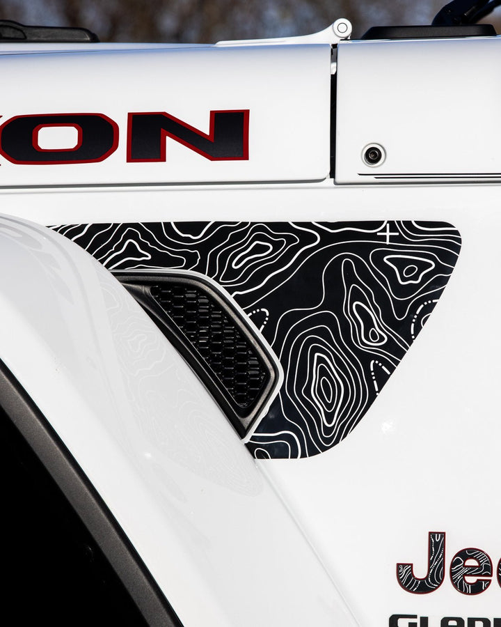 Fender Vent Decal Set | Topographical Map - fits Wrangler JL &amp; Gladiator JT