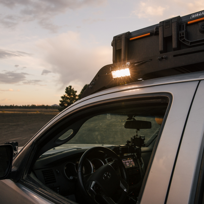 ba-4 led light mounted on an aftermarket roof rack