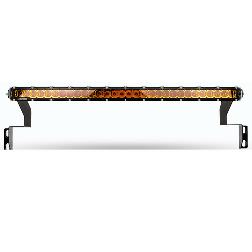 studio image of a 30 inch behind the grille led light bar in amber 