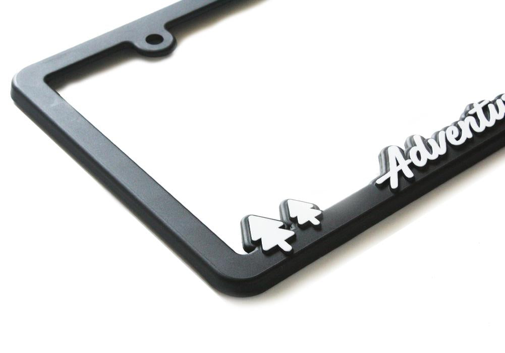 "Adventure Awaits" - Raised License Plate Frame