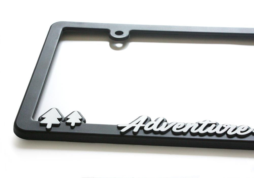 "Adventure Awaits" - Raised License Plate Frame