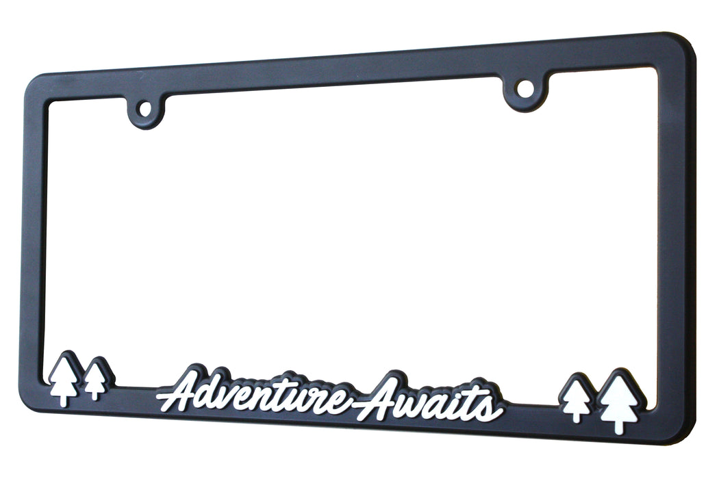 "Adventure Awaits" - Raised License Plate Frame
