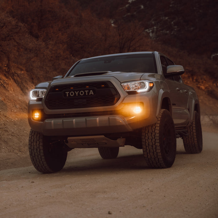 toyota tacoma amber lens led fog light kit mounted